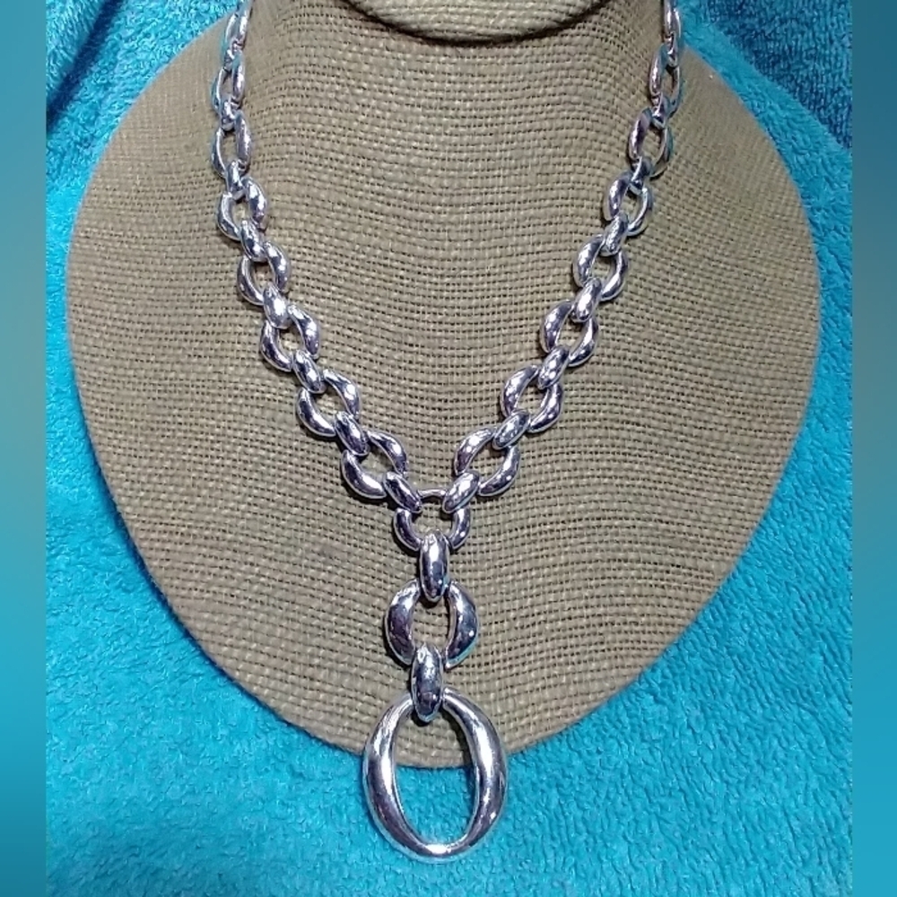 Elegant Silver Chain Necklace vintage shiny statement
